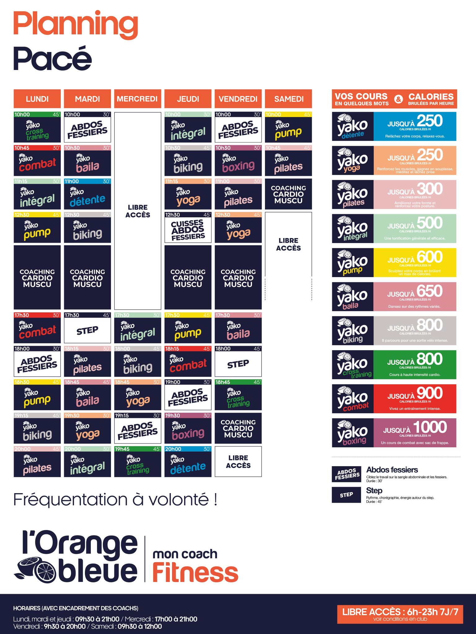 200 planning salle de sport pace