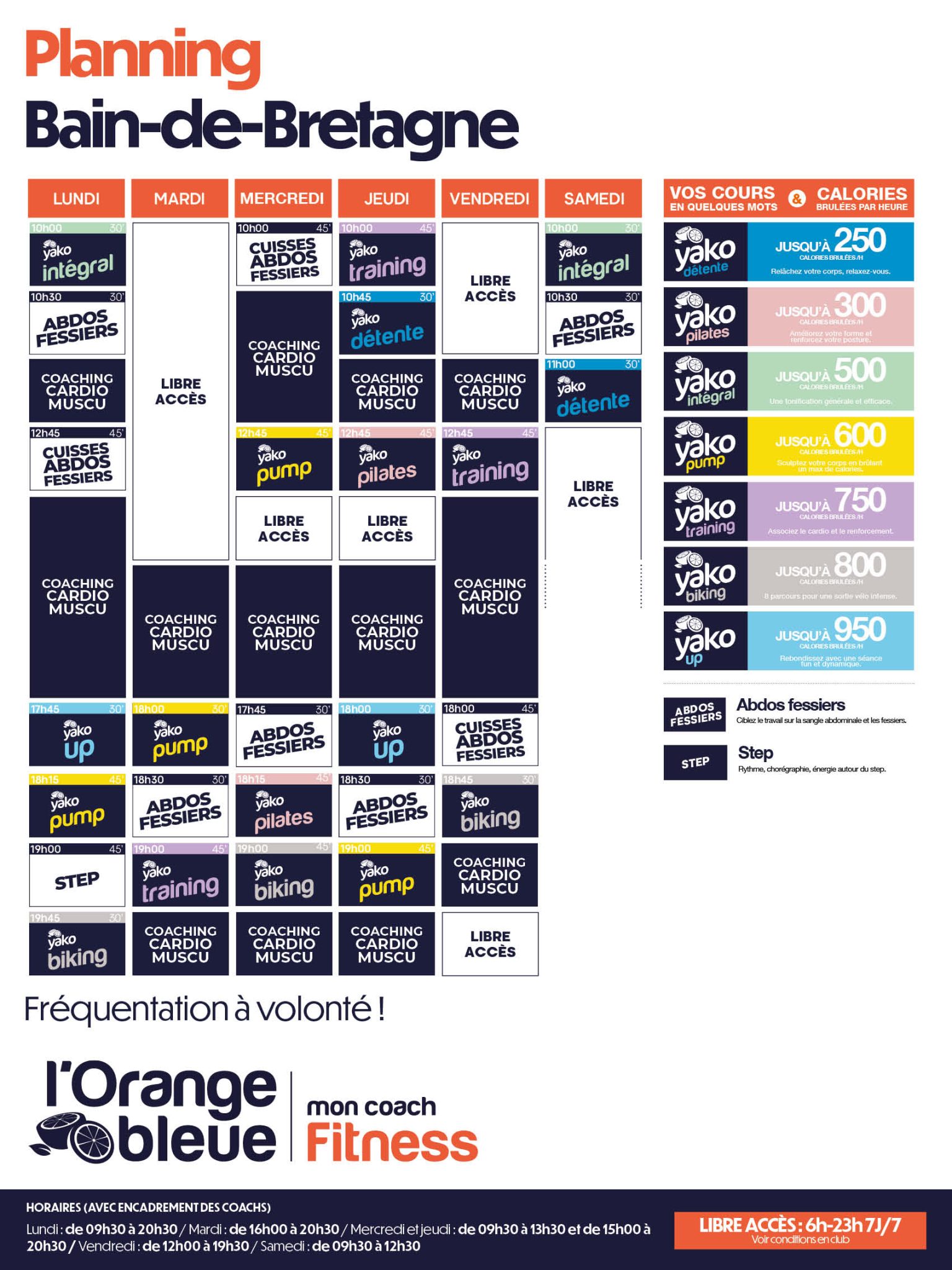 25 planning salle de sport bain de bretagne