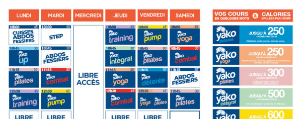 planning salle de sport l'Orange bleue L'îsle d'Abeau