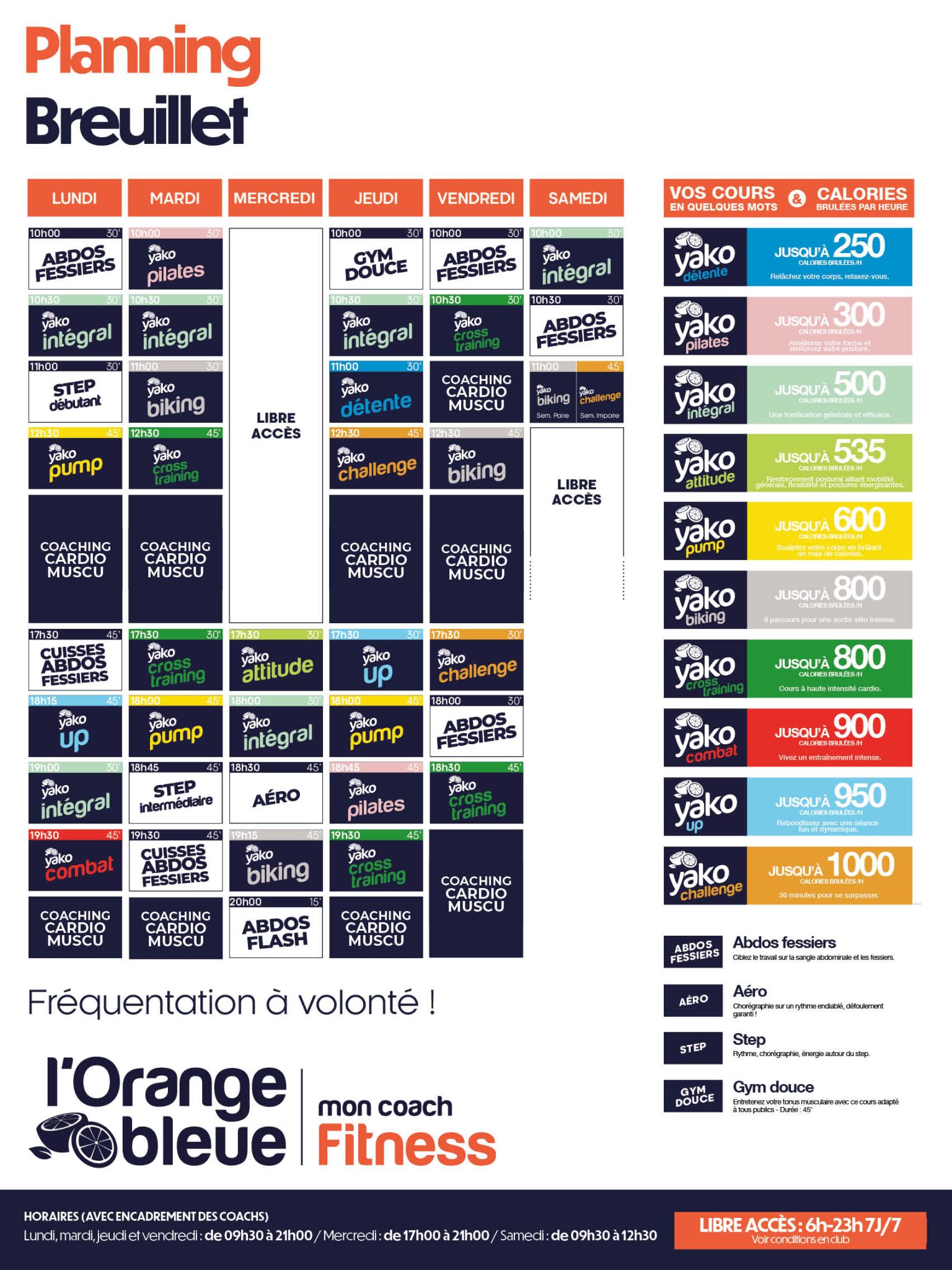 46 planning salle de sport breuillet