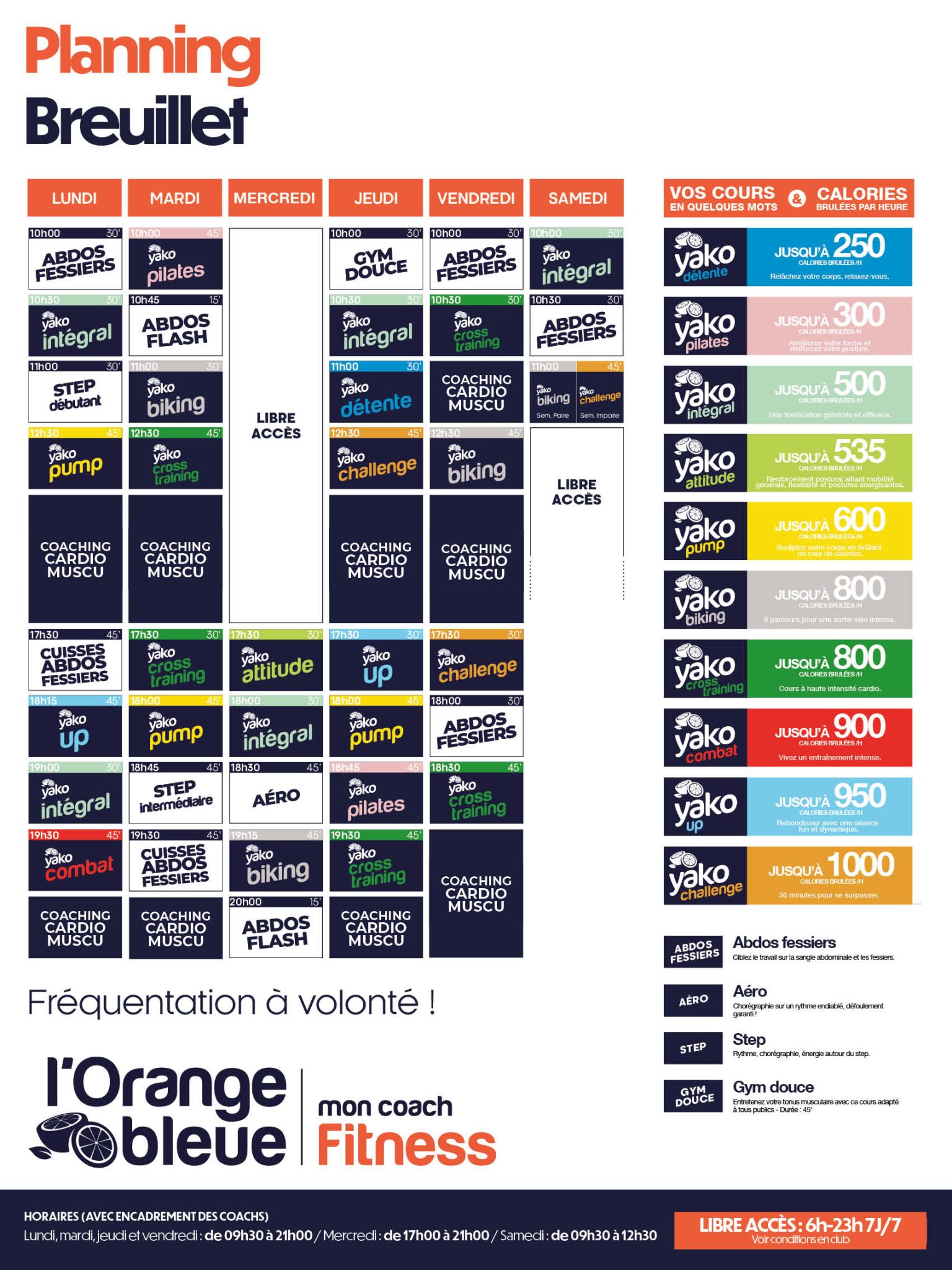 46 planning salle de sport breuillet