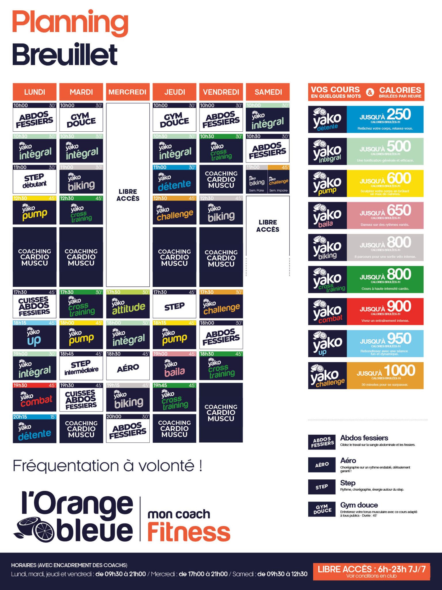 46 planning salle de sport breuillet