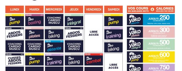 605 planning salle de sport bourg les valence