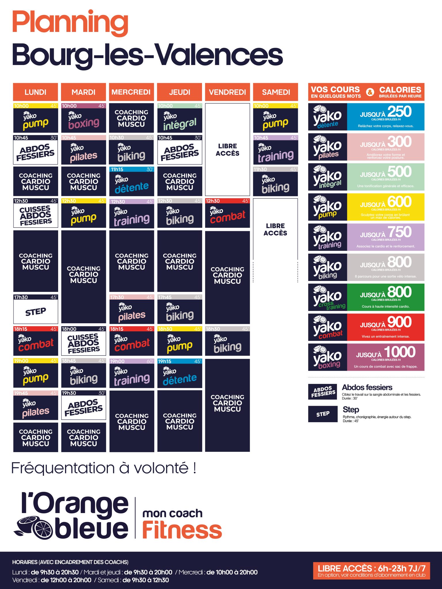 605 planning salle de sport bourg les valence