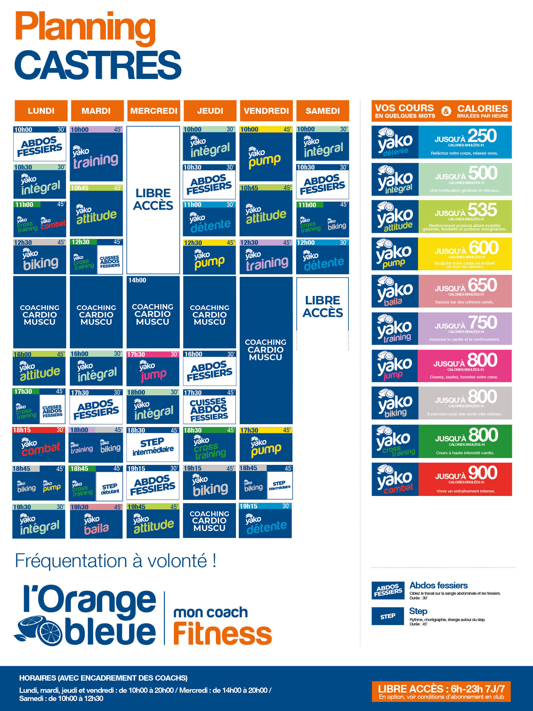 planning salle de sport l'Orange bleue Castres