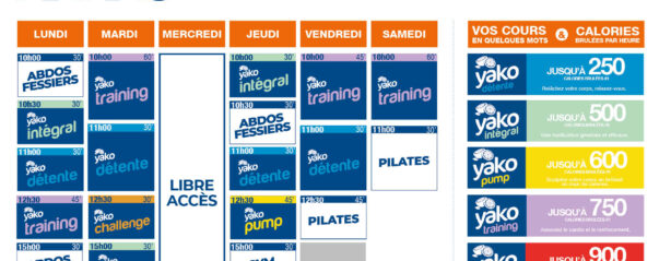 planning salle de sport l'Orange bleue Arras