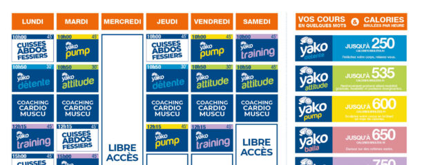 planning salle de sport l'Orange bleue Belfort