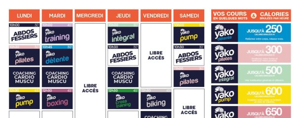 planning salle de sport Derval l'Orange bleue