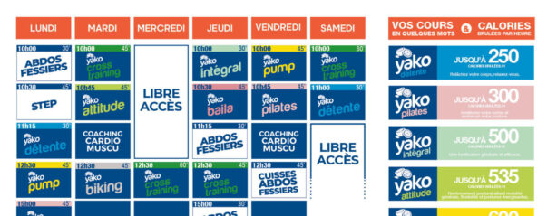 planning salle de sport l'Orange bleue Langon