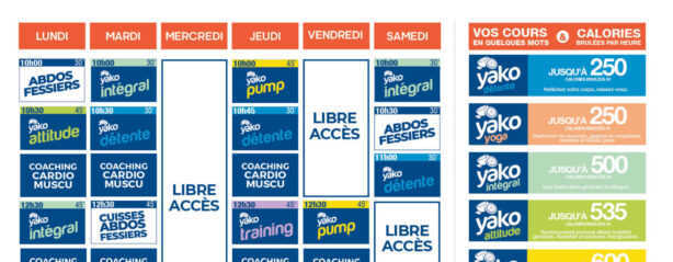 planning salle de sport l'Orange bleue Fouesnant