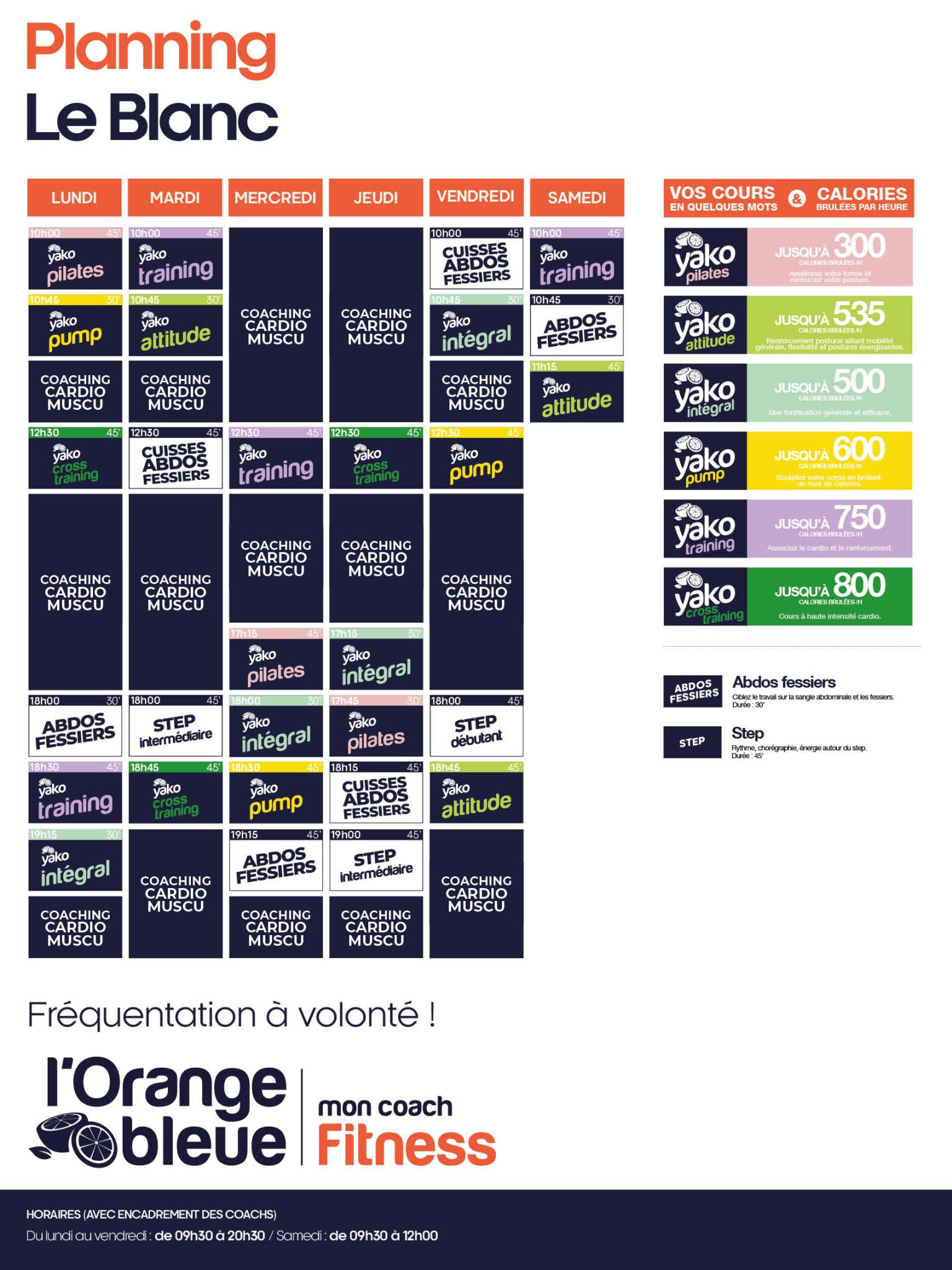 720 planning salle de sport le blanc