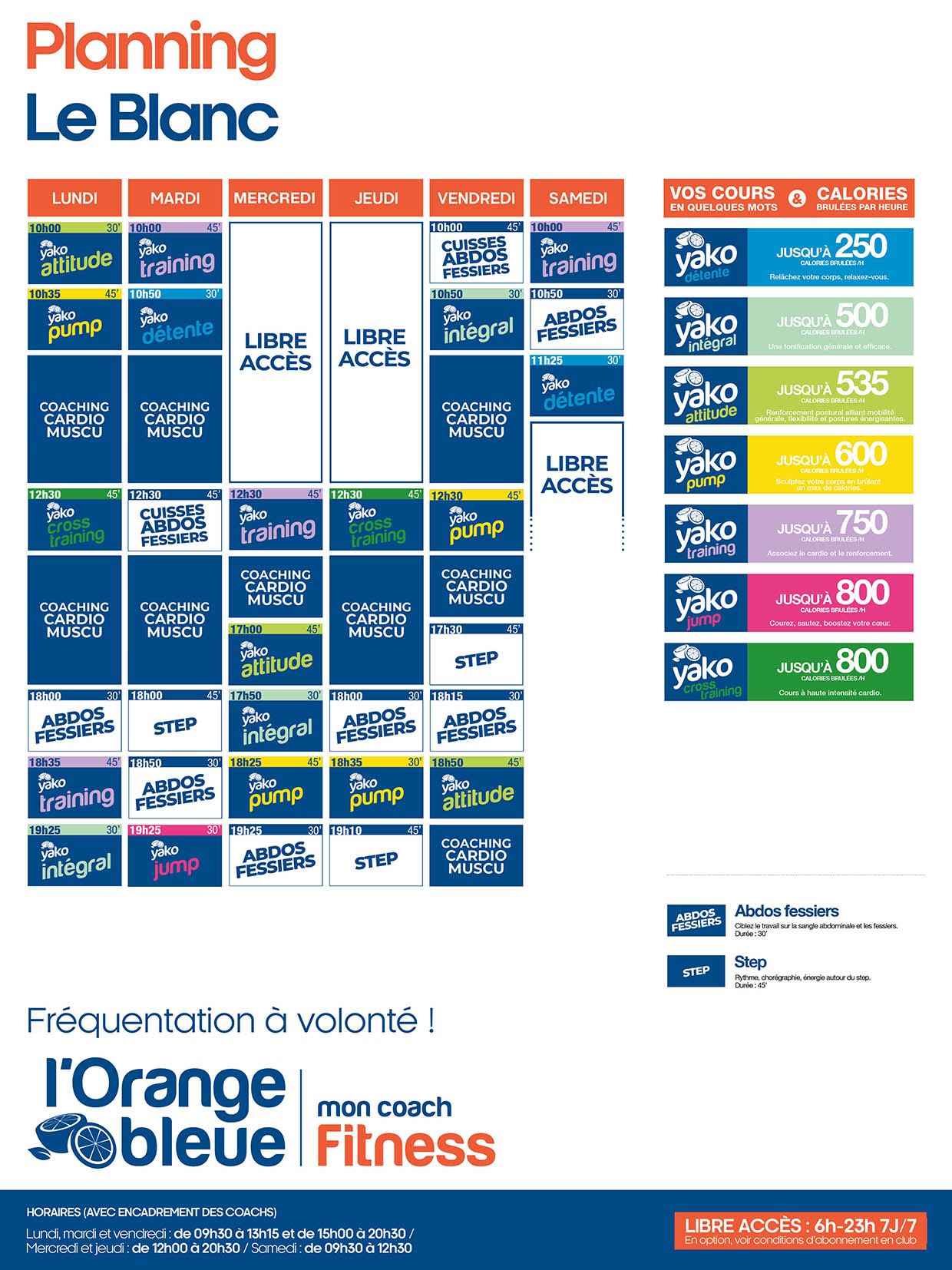 720 planning salle de sport le blanc