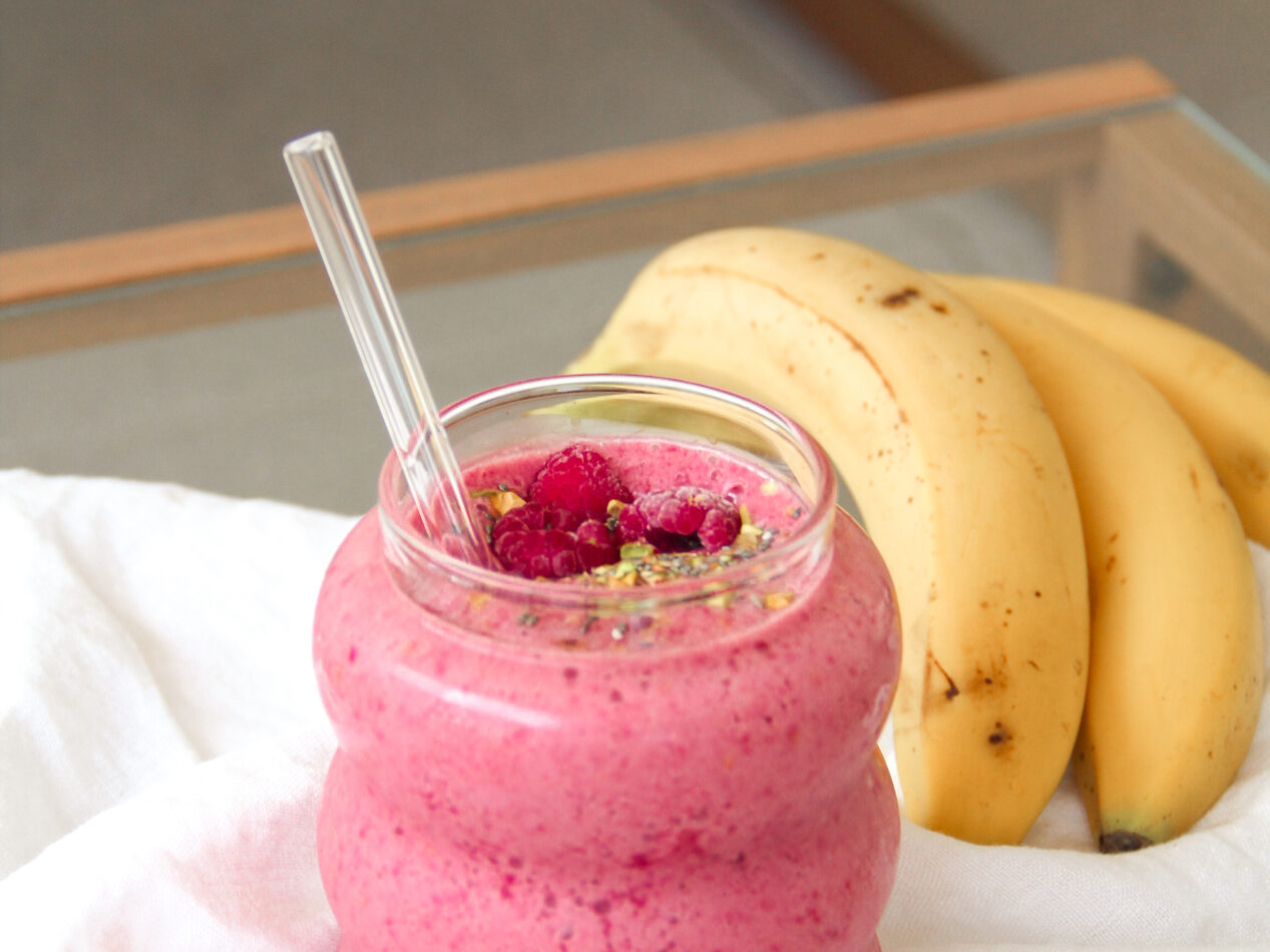 batido de frambuesas y platano