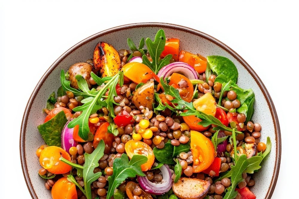 bowl de lentejas con verduras (veggie)