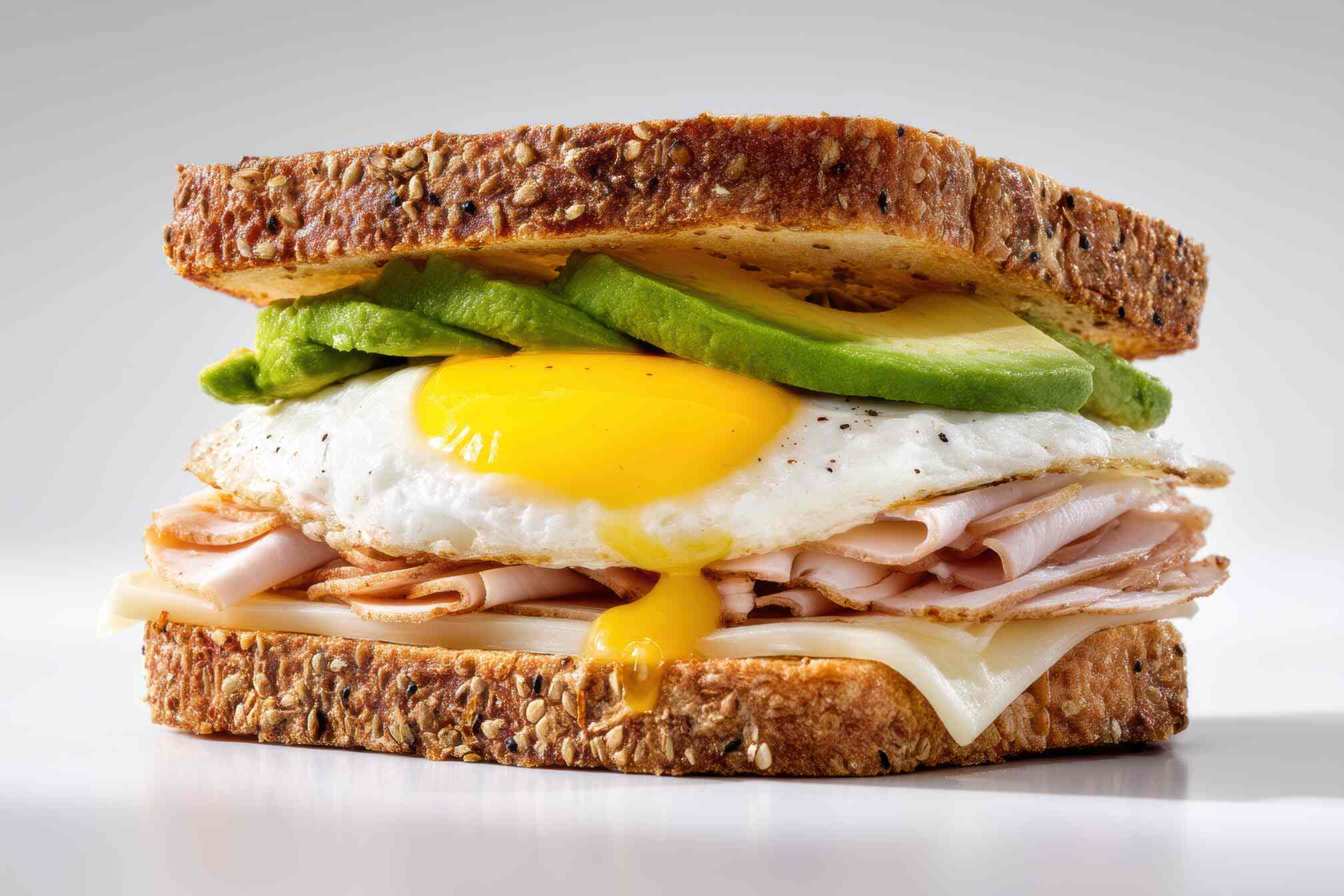 tostadas de huevo y aguacate con pavo