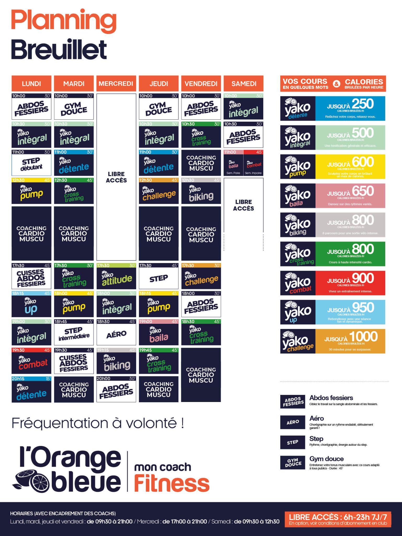 46 planning salle de sport breuillet