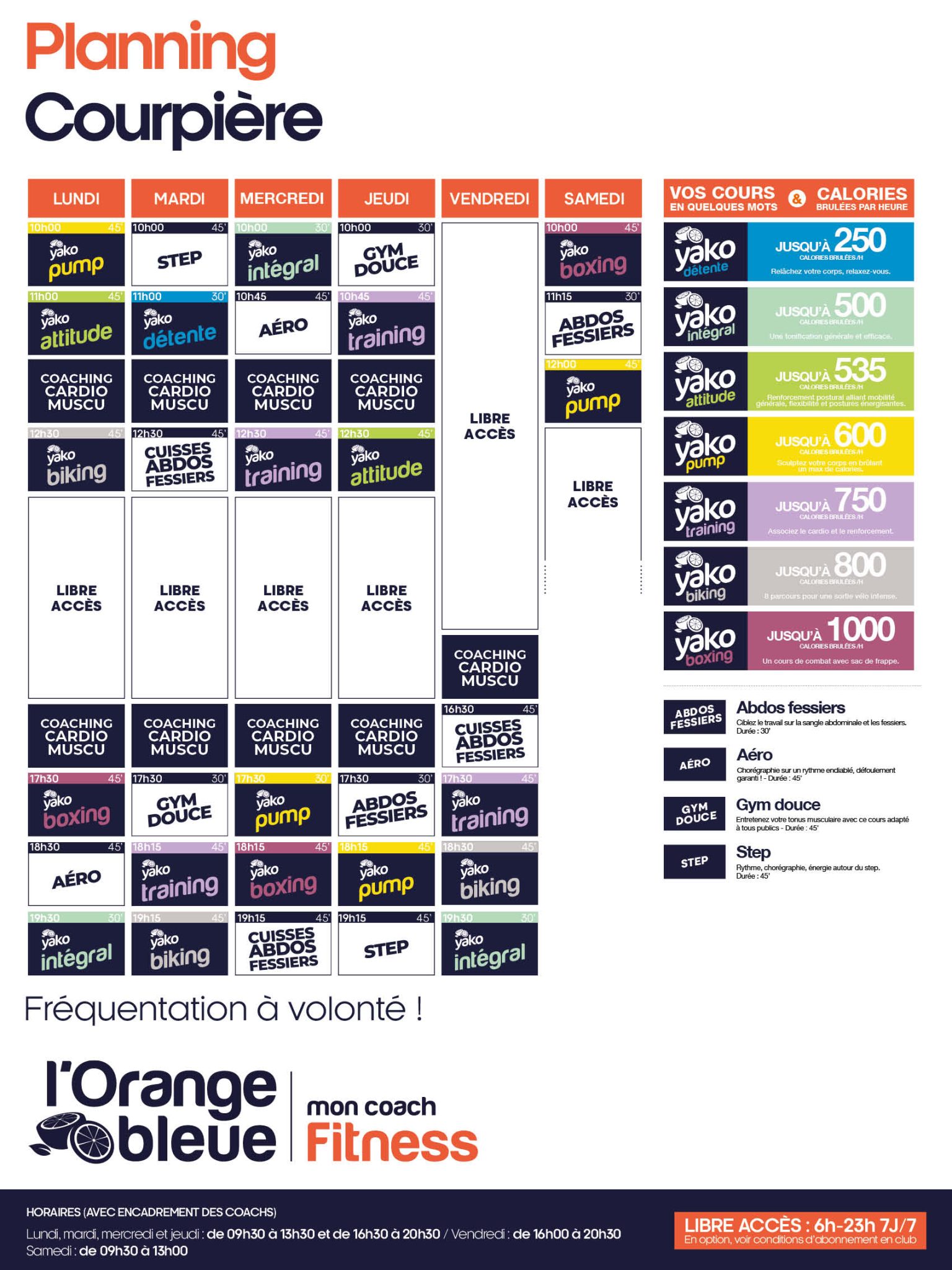 500 planning salle de sport courpiere