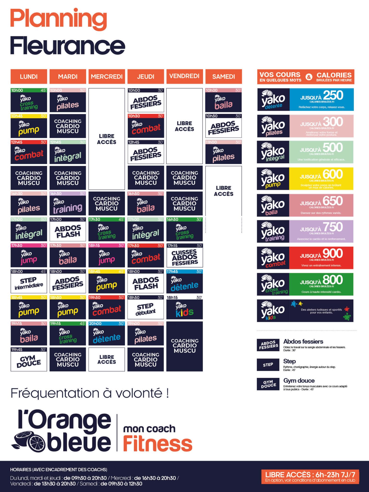 651 planning salle de sport fleurance