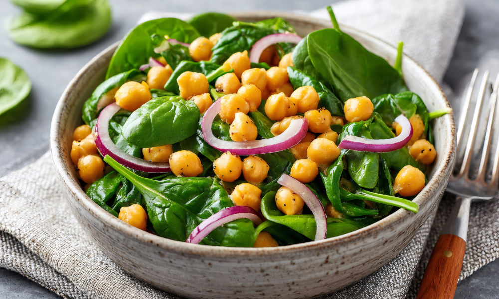 bowl epinards et pois chiches