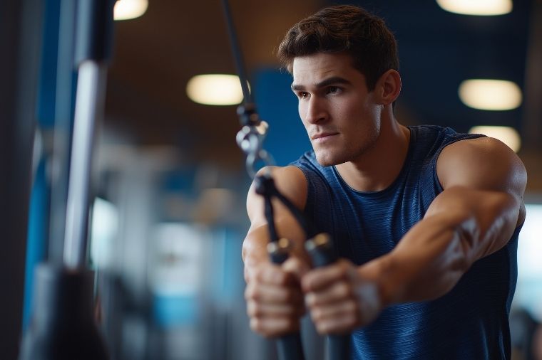 homme musculation poulie