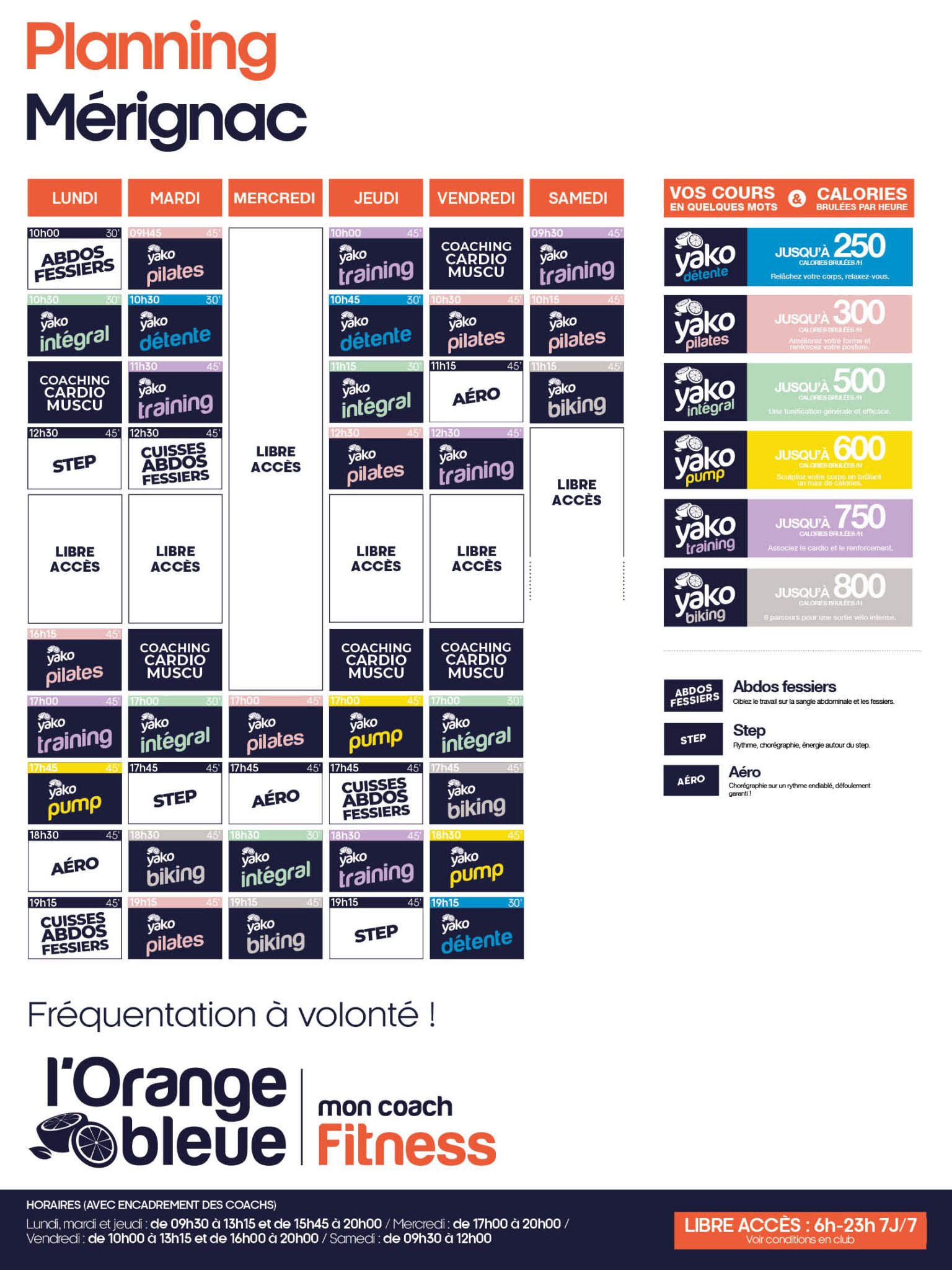 planning salle de sport merignac l orange bleue