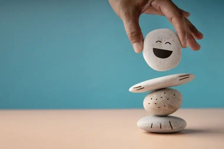 edificio de piedras con cara contenta