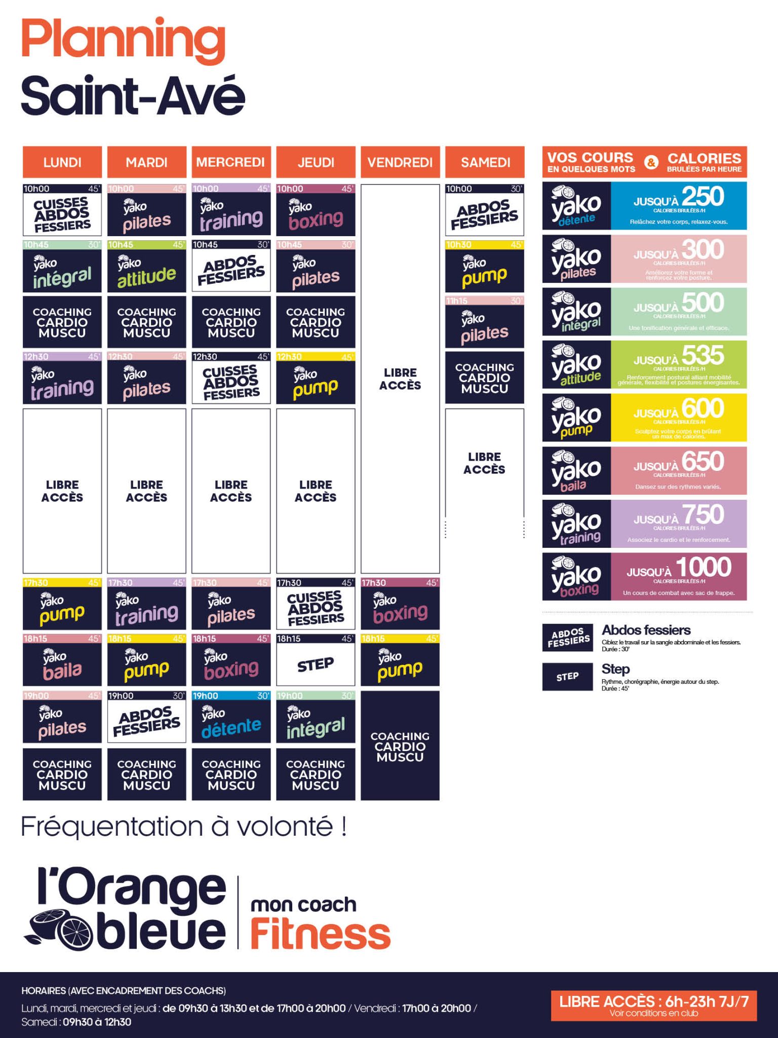 618 planning salle de sport saint ave