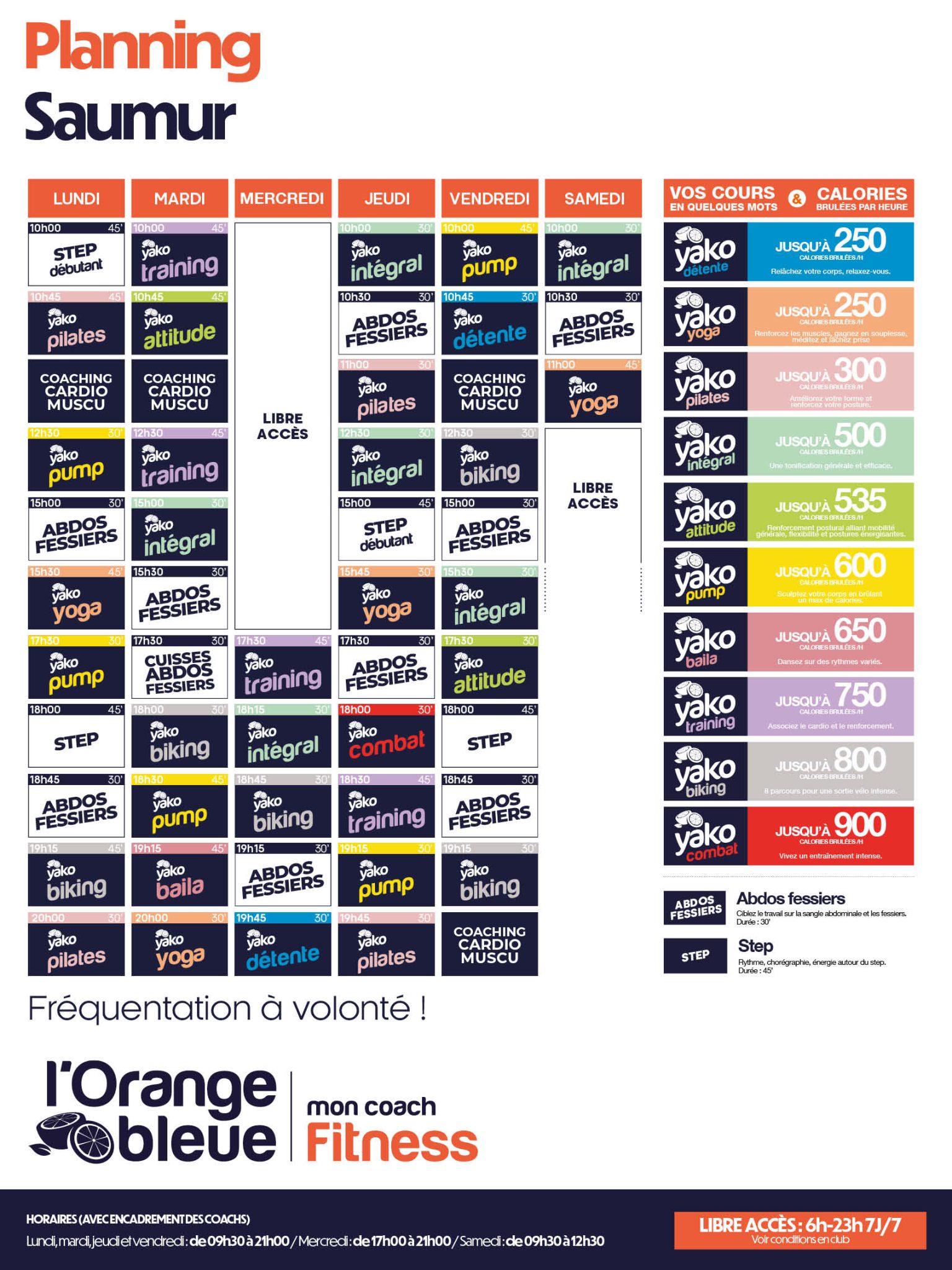 405 planning salle de sport saumur