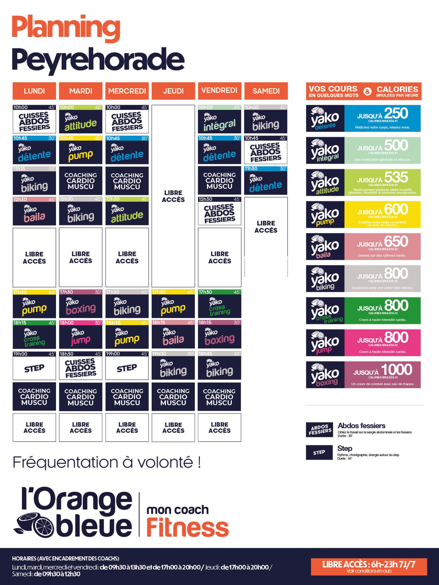 205 planning salle de sport peyrehorade